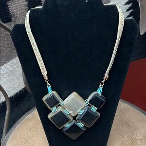 Elegant Black and Blue Beaded Statement Necklace